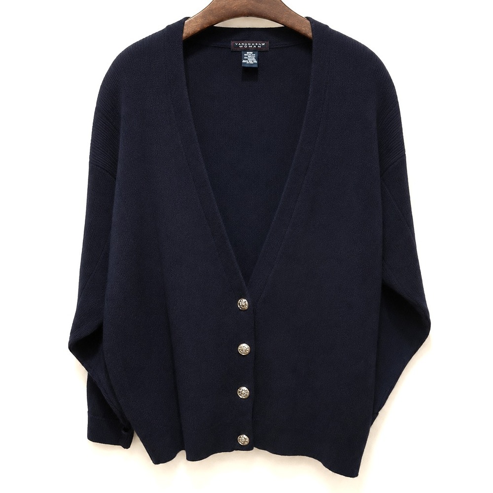 Vintage Yarnworks Cardigan Size 20W Black Vneck Gold‎ Buttons Minimalist Preppy